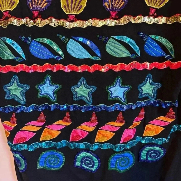 Vintage Sparkle Glitter Ocean‎ Bonjour Blouse Size Large - Picture 8 of 8